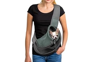 LONTG Pet Dog Cat Sling Carrier Bag Puppy Shoulder Carry Hands Free Dog Front Carrier with Adjustable Shoulder Strap Pet Travel Tote Bag with Breathable Mesh Pouch for Outdoor Walking Subway