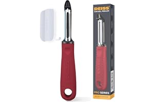 Deiss PRO Premium - Pelador giratorio de verduras – Pelador afilado de acero inoxidable con fácil agarre antideslizante, pelador de patatas para cocina, frutas, zanahorias, manzanas, verduras, kiwi