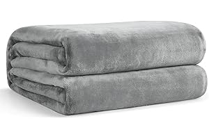 EHEYCIGA Fleece Blanket Grey Throws for Sofas Fluffy Warm Soft Blanket for Bed Settees Armchairs, Fit All Season, Double Size,150x200cm