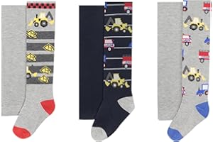 LiKing Jungen Strumpfhose Kinder Strickstrumpfhose aus Baumwolle für Baby Jungen mit Dino und Auto Motiv verschiedene 3er Pack L2724K