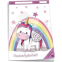 Trötsch Verlag 201943N - Hausaufgabenheft DIN A5 für die Grundschule, Einhorn, 96 Seiten, mit extra starkem…