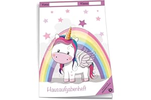 TROTSCH Trötsch Verlag 201943N - Hausaufgabenheft DIN A5 für die Grundschule, Einhorn, 96 Seiten, mit extra starkem Klarsichtumschlag