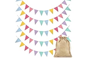 Alintor Wimpelkette Outdoor Wetterfest, 5 Stück Geburtstagsdeko, Girlande Geburtstag, für Regenbogen Deko, Luftschlangen, Matschküche, Spielhaus, Spielturm, Baumhaus, Festival Zubehör