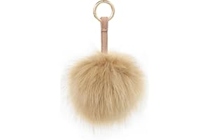 S.ROMZA Pom Pom Keychain Artificial Faux Fur Ball Keychains Fluffy Plush Keychain Pom Pom Bag Charm for Hand Bag Backpack Wallet Pendant Women's Key chain Decoration