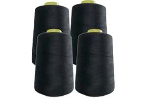 JYC CREATIVE 4 Rouleaux De Fil À Coudre, Accessoires De Couture Haute Résistance, Pour Un Usage Professionnel Ou À La Maison, 40/s, Artisanat, Vêtements, (4 Rouleaux Noir 332, 5000Y)