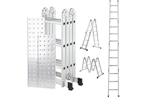 SAMUEL ALEXANDER 3.46m Heavy Duty Lightweight Aluminium Folding and Ladders Extendable Multi-Purpose Work Platform Combination Ladder - Step/Stair ladders decorating