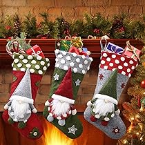 Calze Di Natale Con Gnomo 3D - 3 Pezzi 46cm, Per Camino O Albero, Decorazione Festiva - Foto 4