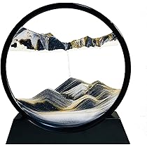 3D bewegende zand kunst foto decor 360 ° rotatie zandloper rond glas, muur gemonteerd, diepe zee zand landschap Liquid Motion, mobiele zand schilderij ontspannen Gifts(Size: 24cm/9.4 in,Color:C