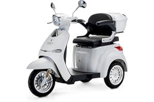 VELECO CRISTAL - Scooter Disabili a 3 ruote - Completamente assemblato e pronto all'uso - Design bello e accattivante - Sistema di sospensione avanzato - Ruote grandi(BIANCO)