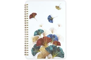 Mlife Spiral Bound A5 Journal Notatnik 160Pages, papier 100 g/m² Collegebock Hard Cover Z elastycznym paskiem zamknięcia i składaną kieszenią (Ginkgo)