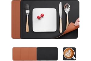 Myir JUN Podkładki stołowe zmywalne i podstawki, podkładki ze skóry, zmywalne, dwustronne, antypoślizgowe, o wyglądzie skóry, czarno-brązowe