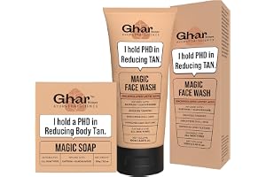 Ghar Soaps Magic De-Tan Face Wash & Sandalwood Saffron Bath Soap | With Sandalwood, Saffron & Glutathione | Reduce Tan, Brigh