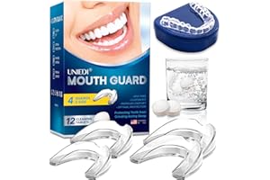 UNIEDI Mouth Guard, Knirscherschiene Für Nacht, 2 Größen, 4 Formbare Mundschutz zum Zähneknirschen, Gegen Bruxismus und Zähneknirschen