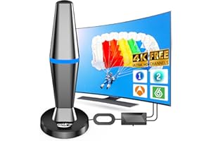 DGUPSP Antena TV Interior, Poderoso Antena HDTV Digital con Amplificador, Recepción de 250+ Millas de Largo Alcance Antena de TV de Alta Ganancia, para Canales Locales Gratis 4K 1080P DTMB DVB-T2 DVB-T TDT