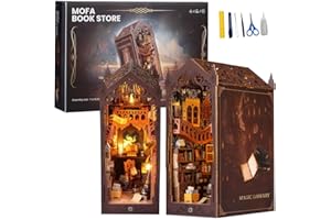 AVCXEC DIY Book Nook Kit, Kit di Costruzione di Modellini con Mobili e Luce LED in Legno Miniatura Casa Delle Bambole Attrezzi per Casa Delle Bambole in Miniatura 3D per la Decorazione Della Libreria
