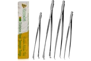 GEEKHOM Cienka długa pęseta szczypcowa, 4 sztuki, 30 cm + 25 cm, pęseta kuchenna ze stali nierdzewnej, profesjonalna pęseta szefa kuchni do gotowania, pieczenia, grillowania, smażenia, grillowania,