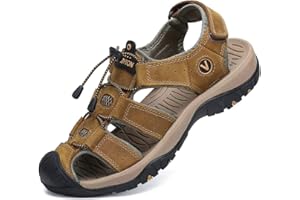 FLARUT Sandalias Deportivas Hombres Verano Exterior Senderismo Zapatos Trekking Casual Zapatos de Montaña Cuero Sandalias de Playa