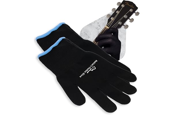 Gants d'entraînement pour Musiciens - Lot de 2 Gants de Guitare pour Femmes et Hommes, protège-Doigts pour Jouer des Instruments à Cordes, Gants Fins en Nylon pour Concerts, Petit, Noir