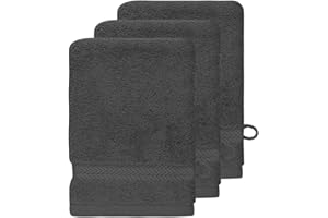 SENSEI LA MAISON DU COTON Sensei Maison - Lot de 3 Gants de Toilette 550 g/m² Luxury - 16x22 cm - Anthracite