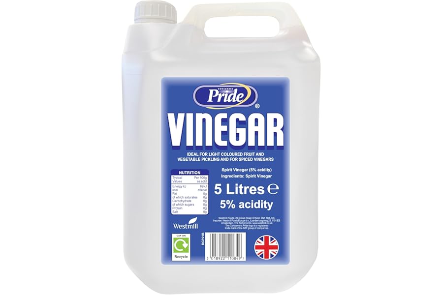 White Vinegar 5L | Food Grade | Baking, Pickling, Marinating | UK Made | (Pack of 1) 5 Litres