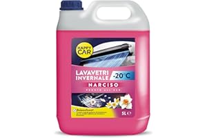 HAPPYCAR Happy Car - Liquido Lavavetri Invernale -20°C, Narciso Detergente per Cristalli Auto, Azione Sgrassante, Rimuove Sporco e Traffic Film, Pronto all’Uso, Profumato, 5L