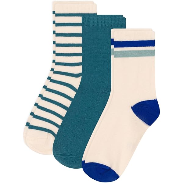 Petit Bateau - Lot 3 Paires Chaussettes Enfant Coton Hautes, Rayures Et Cœurs Iconiques, Douces Et Confortables
