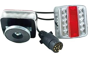 BERGER & SCHRÖTER Berger + Schröter 20189 Feu à LED 4 Fonctions pour remorque avec Support aimanté et Prise mâle 13 pôles