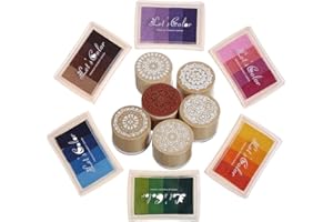 LOG-CABIN Inchiostri del mestiere del dito arcobaleno timbri fiore 24 colori fai da te per timbro di gomma FAI DA TE Scrapbooking e decorazione di carte (6 pad inchiostro con 6 stamp)