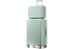 Sea choice Valise Cabine Lot de 2 Ensemble de Bagages avec Vanity Case Rigide Legere pour Bagage à Main ABS+PC à 8 Roues Sets de Bagages 55cm avec Fermeture éclair et Serrure TSA,Vert Matcha