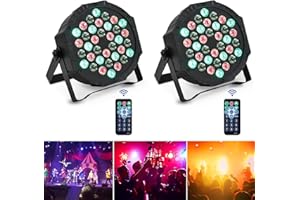 AIMKAP 2PCS Par LED RGB 36LED 72W Luci del Palcoscenico DMX512 con Telecomando, Luci LED Discoteca 7 Modalità di Illuminazione per DJ Festa Esibizione