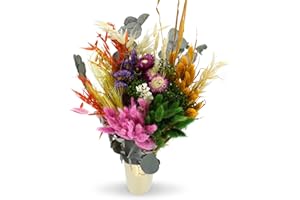 BEKABA Bouquet de Flores Secas y Naturales en Tonalidades Variadas, Regalo Ideal Hecho a Mano, 50x35 (Mixto)