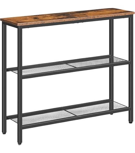 Konsolentisch 100x32x75cm Räuchereiche - Flurtisch Mit Ablagen