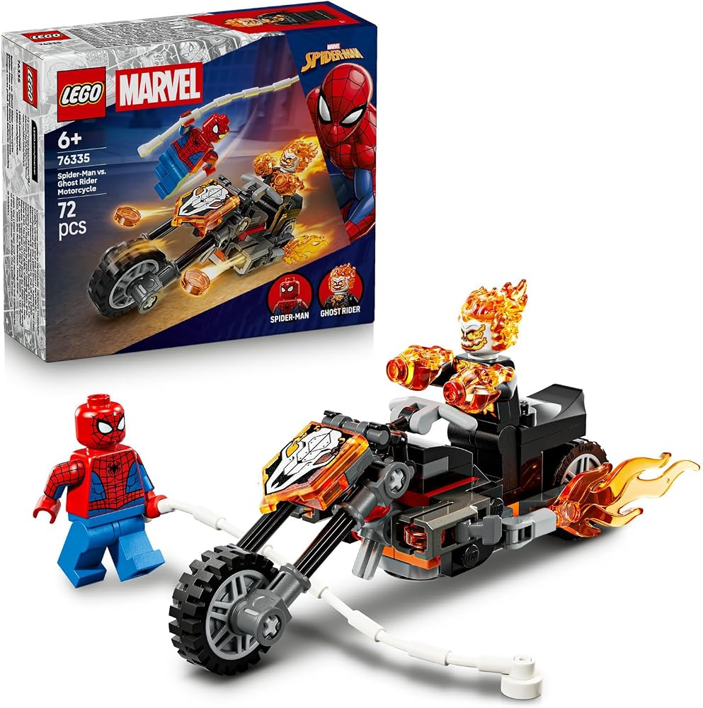 LEGO Marvel Örümcek Adam, Ghost Rider Motosikletine Karşı 76335 | 6 Yaş ve Üzeri Çocuklar için Örümcek Adam Minifigürü İçeren Oyuncak Yapım Seti, Hediye Fikri (72 Parça)