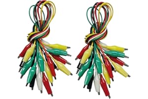 COMFORTY Lot de 20 pinces crocodiles avec câble, pinces crocodile, câbles de mesure avec pinces crocodile, câble de mesure double extrémité (50 cm)