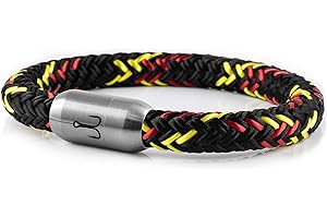 Fischers Fritze Armband Segeltau Fan Makrele Deutschland schwarz rot gelb - Handgemacht im Geschenkkarton I Maritim & Wasserfest