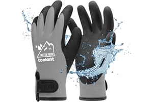 toolant 100% Waterproof Gloves for Men and Women, Winter Work Gloves for Cold Weather, Touchsreen, Thermal Insulated Freezer Gloves, With Grip, Grey, Large