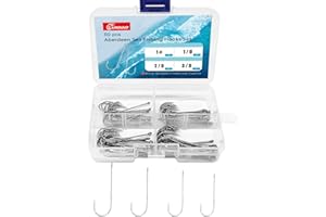 Luroad 25 Unidades Anzuelos Aberdeen, Grande Anzuelos Aberdeen con Arponé, Caña Larga y Ojal Amplio Tamaños 1# 1/0 2/0 3/0, Acero al Carbono Ligeros​