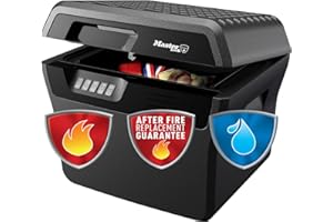 Master Lock FHW40300EURHRO Caja Fuerte Portatil Ignifuga y Impermeable Combinación Xlarge 18.5 L Adecuada para A4 Documentos, Dispositivos Electrónicos, Soporte Multimedia, Pequeños