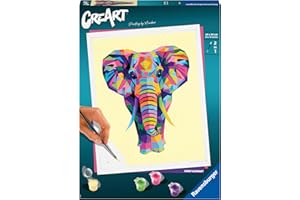Ravensburger - CreArt Elefante, Kit para Pintar por Números, Contiene una Tabla Preimpresa 24x30 cm, Pincel, Colores y Accesorios, Juego Creativo Relajante para Adultos 14+ Años
