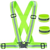 ZWOOS Gilet Catarifrangente + Nastri Riflettenti, Giubbottino Riflettente Fornisce Un'Alta visibilità Giorno And Note per L'e
