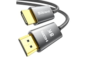 Silkland 8K Kabel HDMI 2.1 30CM Krótki, Kabel HDMI 4K@144Hz/120Hz 8K@60Hz, eARC, HDR10, Dolby Atmos, 48Gbps, HDCP 2.2 i 2.3 do HDTV/Soundbar/PS5/Blu-Ray/Switch/Projector/Laptop/TV Box/PC