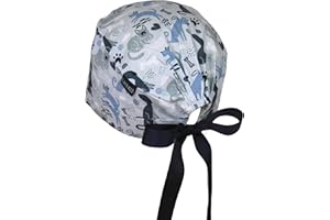 CALOMED Calot de Bloc Charlotte Chapeau Infirmière Bonnet en Tissu pour Personnels de Santé ou Pâtissier Modèle Court Femme ou Homme Cheveux Courts (Chien et Chats)
