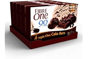 NATURE VALLEY Fibre One 90 Calorie Triple Choc High Fibre Cake Bars 4 x 25g (Pack of 5, total 20 Bars)