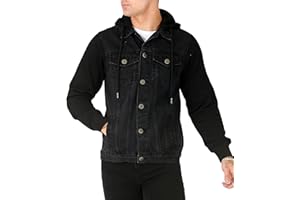 JMOJO-Denim Jacket Mens - Western Style with Adjustable Hood and Regular Fit - Perfect Jean Jackets with Hoodie for a Casual Look - Mens Jacket With Long Sleeves