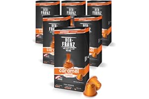 ‎DER-FRANZ Kapsułki do kawy kompatybilne z Nespresso, 6 x 10 Kapsułki, aromatyzowana karmelem