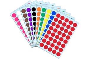 TownStix 2000 Pieces, 20mm Gommettes Autocollantes Rondes Cercle - 10 Couleurs