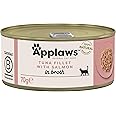 Applaws 100% Natural Wet Cat Food Tin, Tuna Fillet with Salmon in Broth 70 g Tin (Pack of 24)