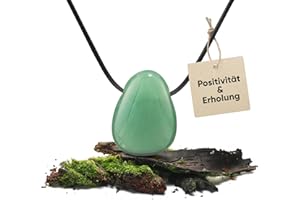 ‎PURAJA PURAJA Edelstein Anhänger aus echtem Naturstein: Grüner Aventurin | Kristall Kette mit Tropfen Anhänger inkl. edlem Kordband | Premium Heilstein/Glücksstein aus hochwertigen Mineralien