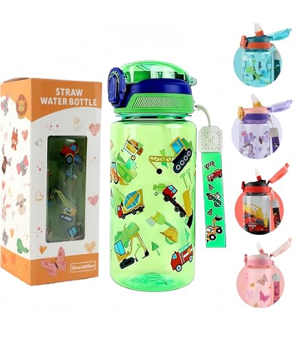 Gourde Sport Avec Paille 600ml - Sans BPA, Incassable, étanche - Idéale Sport, école, Voyage