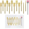 Depvko [2022 Upgraded] 13Pcs Nail Drill Bits Set, Tungsten Carbide Drill Bits for Nails, Cuticle Nail Drill Bits for Acrylic Nails Remover Bits for Manicure Pedicure, Home Salon (Gold)